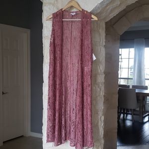 LulaRoe lace dusty rose pink vest